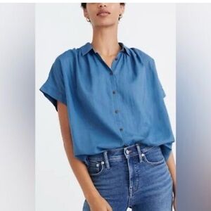 Madewell  Blue Button-Down Shirt blue size small